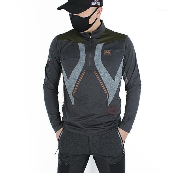 

outdoor t-shirts quick dry long-sleeve slim elastic hiking tshirt men mtb bicycle cycling jerseys maillot ropa ciclismo breathable t-shirt1, Gray;blue