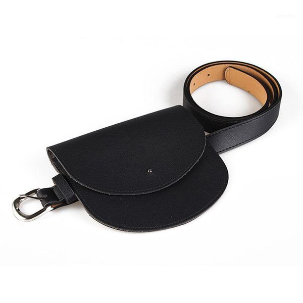 

waist bags women pu pack belt bag casual quilted female fanny (black)1