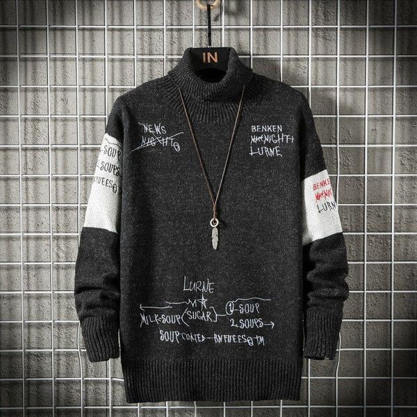 

fashion knitted pullover jumper sweaters streetwear casual hip hop long sleeve knitwear sweater men spring autumn rock male, White;black