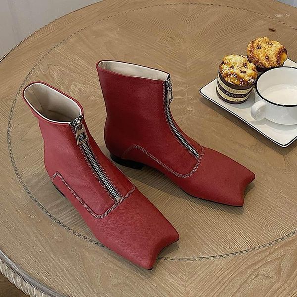 

bottes femme new winter shoes women's ankle boots genuine leather zip concise keep warm strange style runway motorcycle boots1, Black