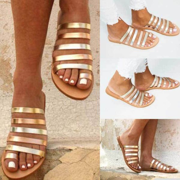 

women flat sandals summer 2019 gladiator sandals ladies strap slippers roman female flip flops outdoor casual sandales femme, Black
