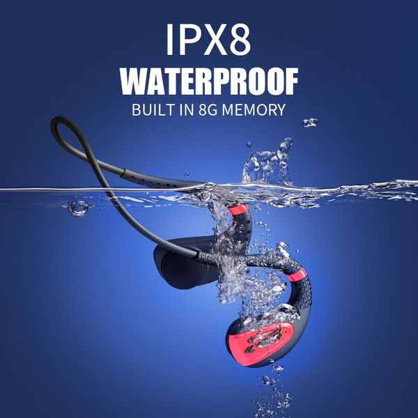 

selling bone conduction bluetooth headphones stereo 8-level waterproof swimming sports with 8g memory headset ios android