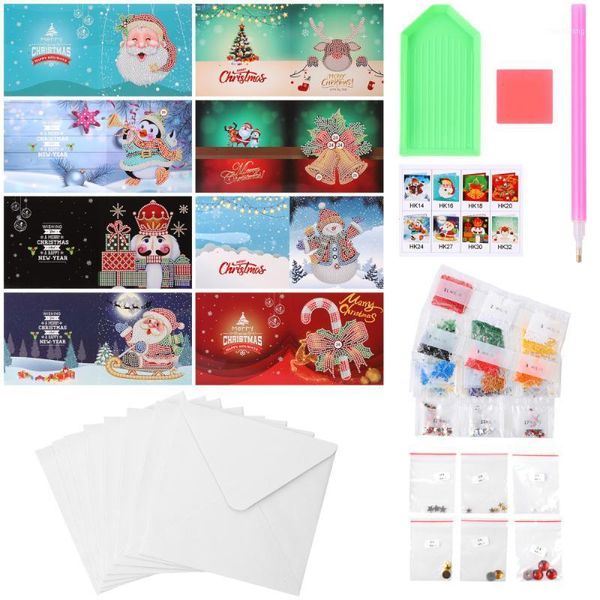 

8 pcs greeting cards unique diamond embroidery blessing cards for banquet party holiday1