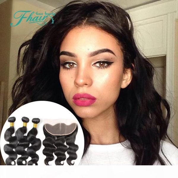 

new arrival 9a brazilian human hair lace frontal closure with bundles 13x4 frontal with bundles middle part full lace frontal with hair, Black