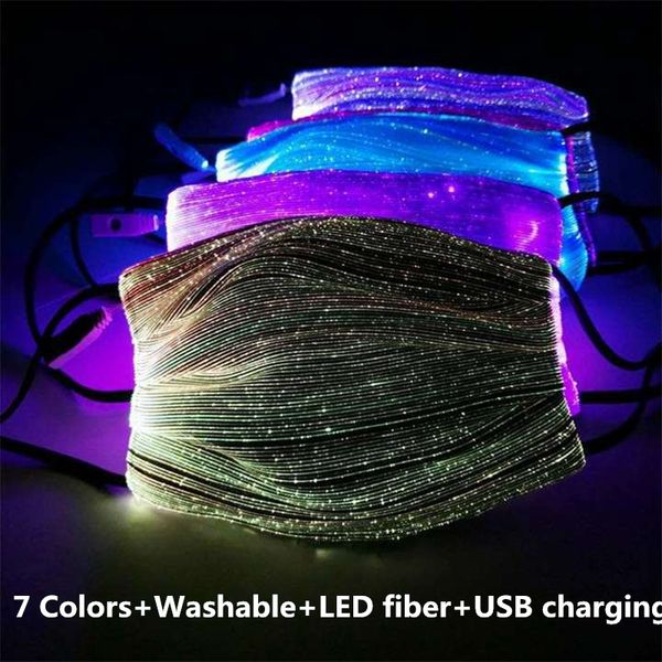 

replaceable led mask 7 colors changeable luminous mask with usb party dance dustproof masque fabric face mask mascarillas