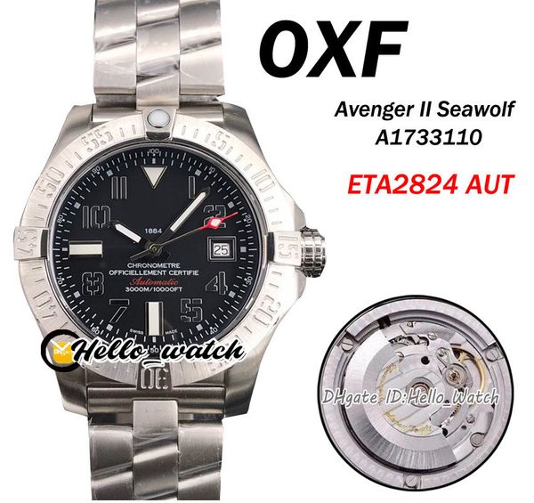 Oxf Yeni II Dalış Seawolf 45mm A1733010.B906 ETA A2824 Otomatik Erkek İzle Siyah Kadran 5ATM Üst Paslanmaz Çelik Bilezik Saatler Hello_Watch