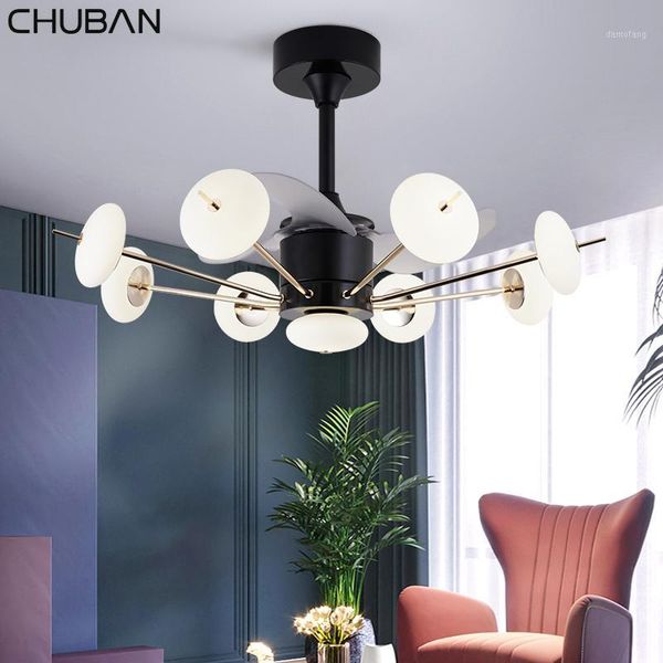 

nordic led ceiling fans lights frequency conversion cieling fan with light mute fan lighting modern ceiling1