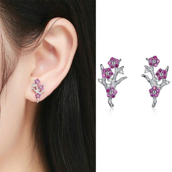 

buy 3 save 8% 925 sterling silver korean feather rose flower star plane cuff stud earrings for women fashion jewelry brincos wmtmjg