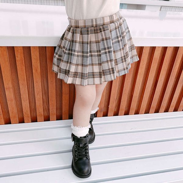 

2020 drs girl's plaid autumn and winter children's pleated skirt girl, Blue