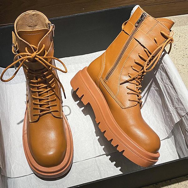 

платформа сапоги женские обувь для мартин сапоги коренастый каблуках женщин голеностопного зимней обуви мотоцикл моды осень, Black