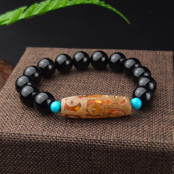 

1mmcy turquoise jewelry natural agate nine peifu braceletagate bracelet beads single circle hand string men's and women's bracelet, Golden;silver
