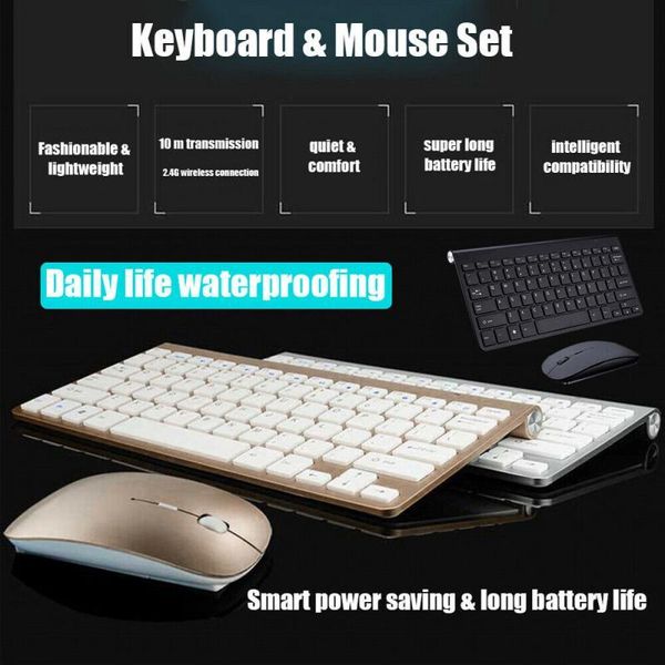 

2.4g wireless silent keyboard and mouse mini multimedia waterproof keyboard mouse for notebook lappc tv office supplies
