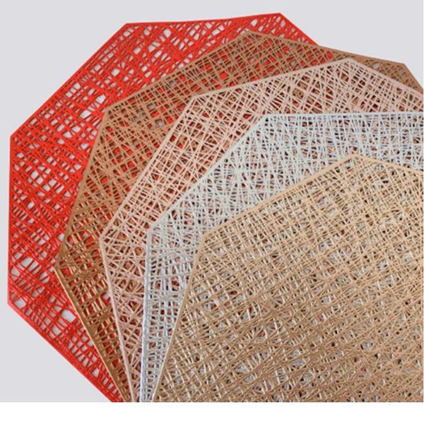 

pvc placemats individual table octagonal waterproof non slip table mats heat-insulated pad coaster home decoration t sqchtv