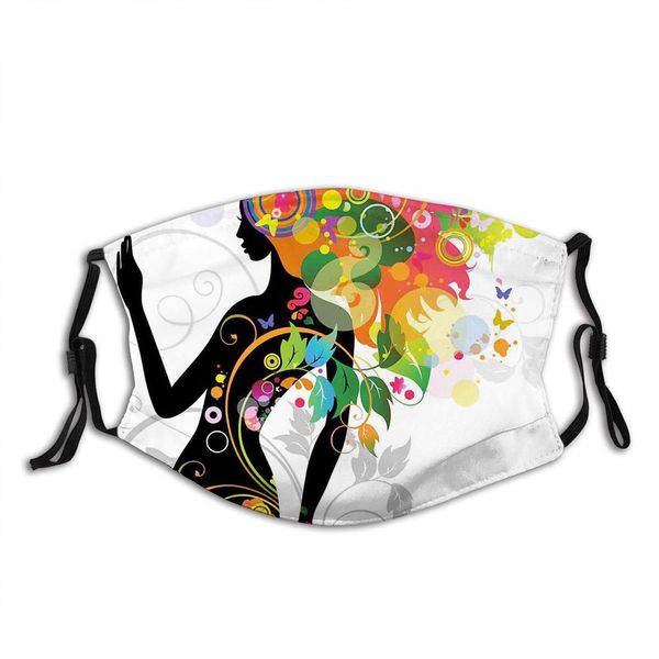 

activatedcarbonwindproofmask, madame butterfly modern version with spring spiral circles leaf botany girl print,facialdecorationsforun