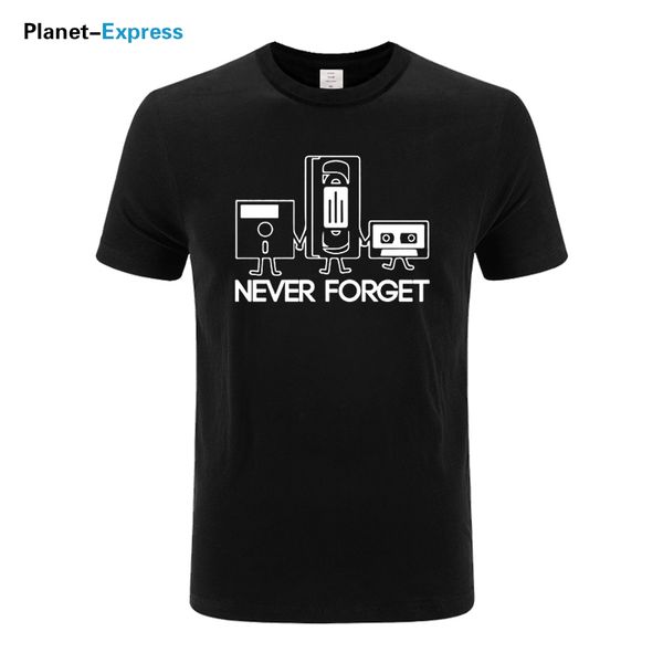 

fashion short sleeve never forget floppy disc vhs cassette tech geek prin male plus size sport hooded sweatshirt hoodie t shirt