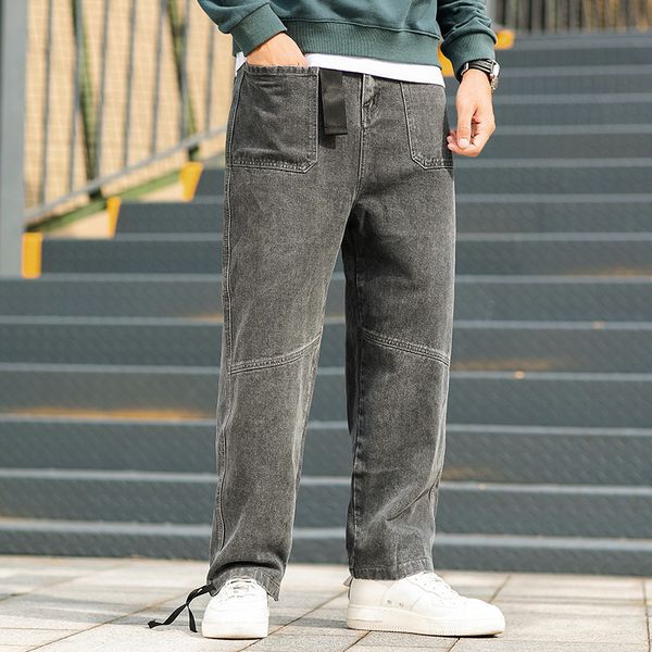 

gray color: blue brem loose jeans hare male 2020 new fashion denim pants more size -4xl ooe9, White;black