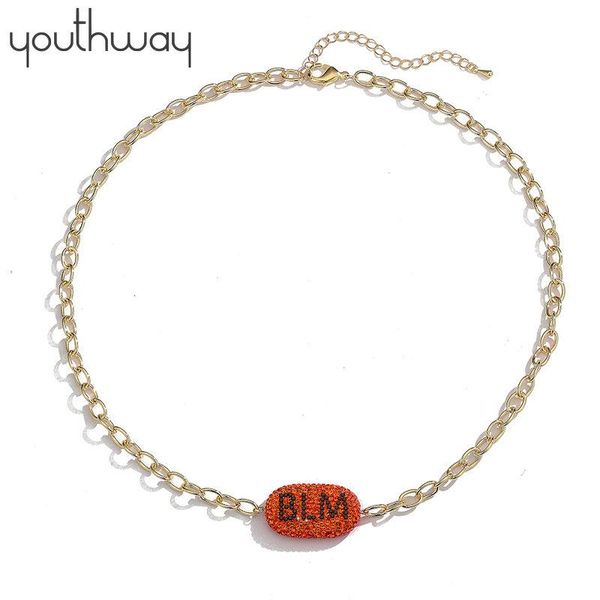 

blm soft clay word link chain necklace anniversary choker necklace, Golden;silver