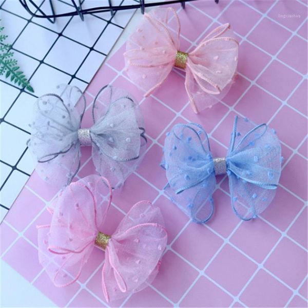 

10pcs/lot fashion cute chiffon children bow-knot hairpins lovely kawaii yarn hair clips for girls kids hair accessories1, Slivery;white