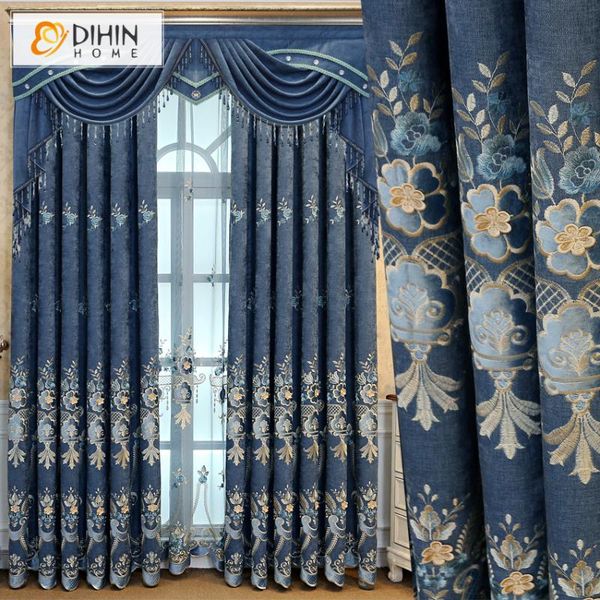 

european curtain fabric embroidery curtains for living dining room customized blackout curtain drapes