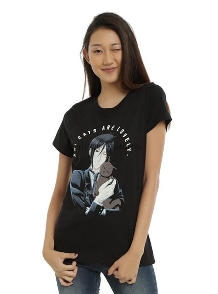

спорт прохладный моды горячая тема black butler себастьян кошки прекрасные unisex top tee t-shirt