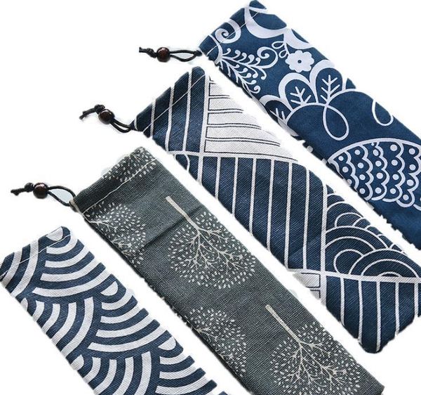 

300pcs japanese style portable tableware storage bag canvas drawstring travel carrying case for straw cu wmtydn dh_garden