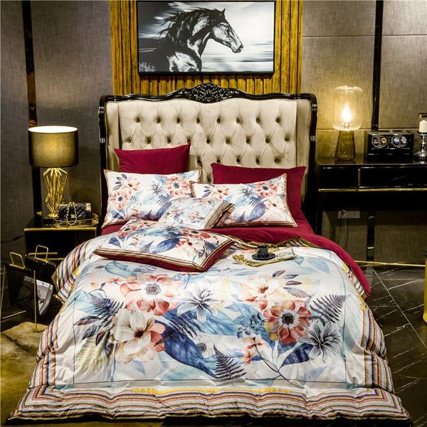 

new luxury 3d flowers war horse printing winter thick fleece cover bedding set velvet flannel fabric sheet pillowcases bed duvet