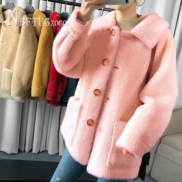 

2020 autumn imitation fox fur women coat korean loose single breasted female jacket, Tan;black