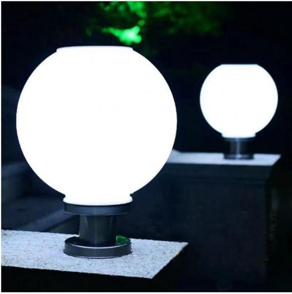 Luci a pilastro solare Controllo della luce a testa di colonna Lampada da parete a LED impermeabile per esterni Lampada da giardino rotonda per villa comunitaria 25 cm