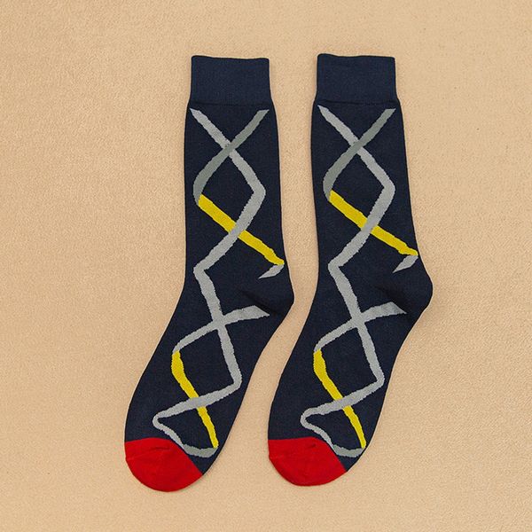 

foot shop autumn and winter new geometric color matching street medium tube men's cotton european men's fashion cotton socks and s, Black