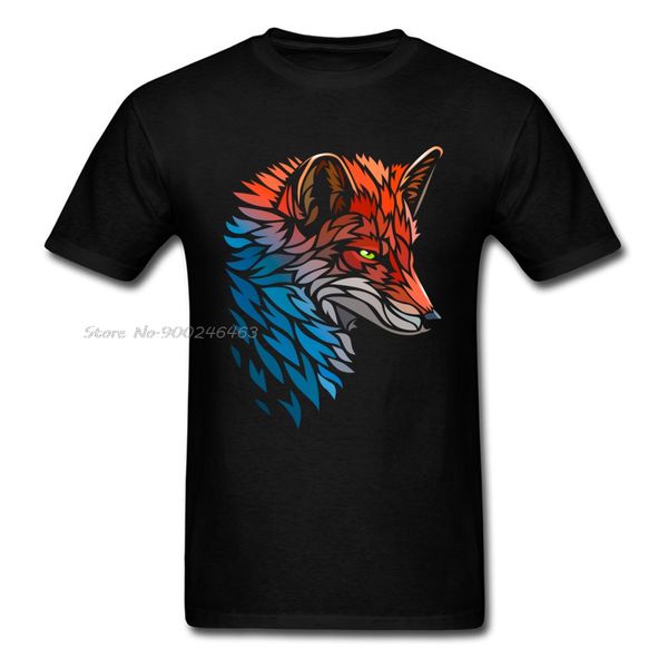 

tribal fox red blue tshirt classic t shirt men's t-shirts fashion crew neck clothes pure tees printed sport hooded sweatshirt hoodie
