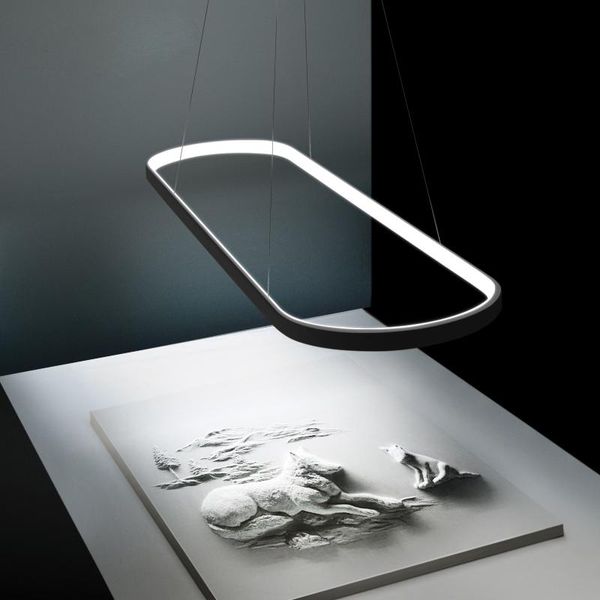 

post-modern led chandeliers runway aureole pendant lamp dining room kitchen table suspension luminaires remote control lighting