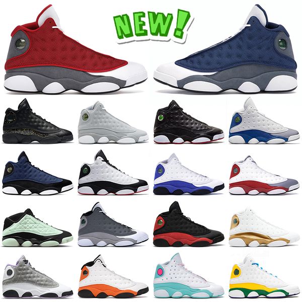 

wholesale new basketball shoes jumpman 13 13s mens women red flint gold glitter wolf grey playoff hyper royal bred dmp houndstooth soar gree, White;red