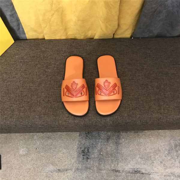 

summer fashion letters beach slippers luxury leather cartoon big head slippers designer flat hollow l bath men slippers, Black