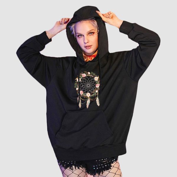 

diy womens sweatshirts women autumn winter flower feather print diy hoodies womens fashion trendy pullovers 2020fw plus size