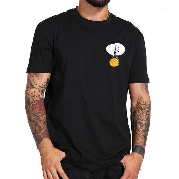 

egg t shirt printed short sleeve cotton o-neck summer funny 100% cotton tshirt homme eu size1, White;black