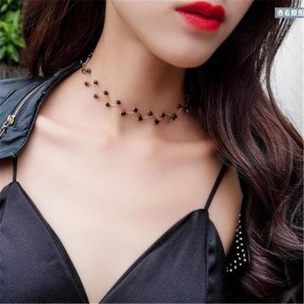 

new fashion women's jewelry necklace simple and generous temperament street pgraphy creative beaded choker necklace, Golden;silver