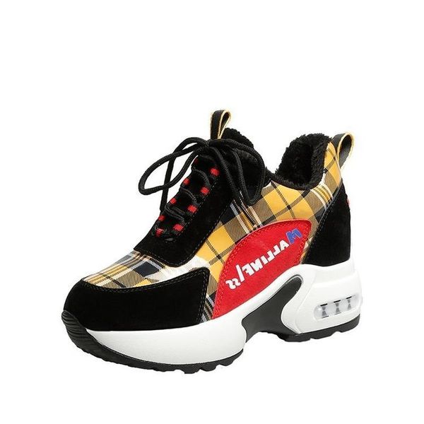 

2020 new sneakers women 35-40 thick bottom women sneakers horse hair shoes casual boots breathable soft chunky shoes, Black