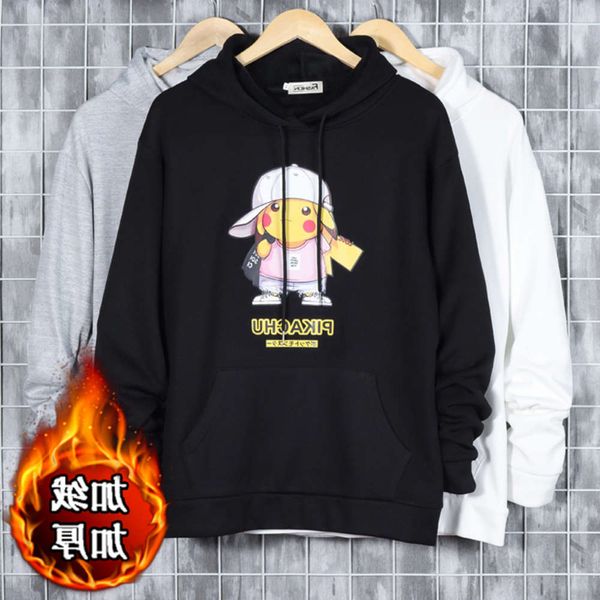 

and winter new style plush sweater hoodie ins men's hip hop trendy autumn coat, Black