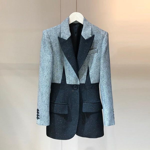 

silk wool blazers 2020 autumn paris fashion office lady style contrast grey long sleeve elegant 1, White;black