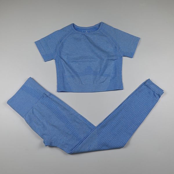 

2 piece vital seamless sport suit women gym workout clothes short sleeve fitness crop high waist seamless leggings yoga set c0122, Gray