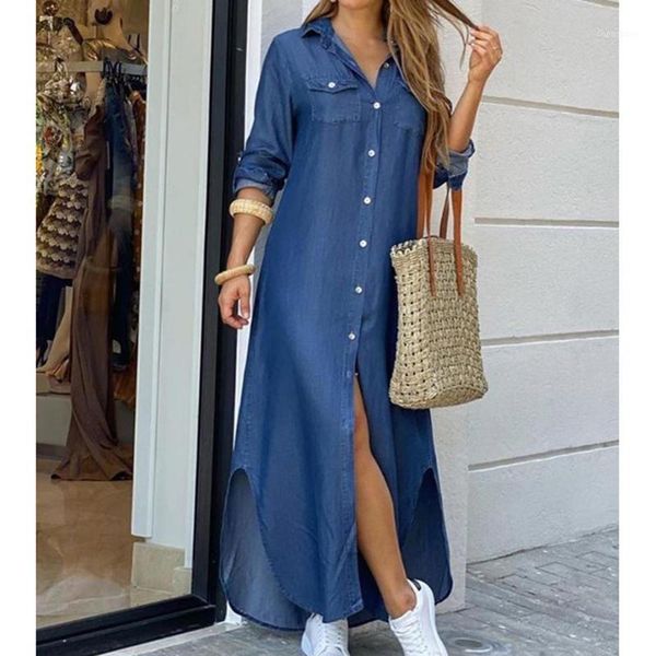 

casual dresses turn-down collar bohemian sundress beach maxi female 2021 summer women long printed dress office lady g13761, Black;gray