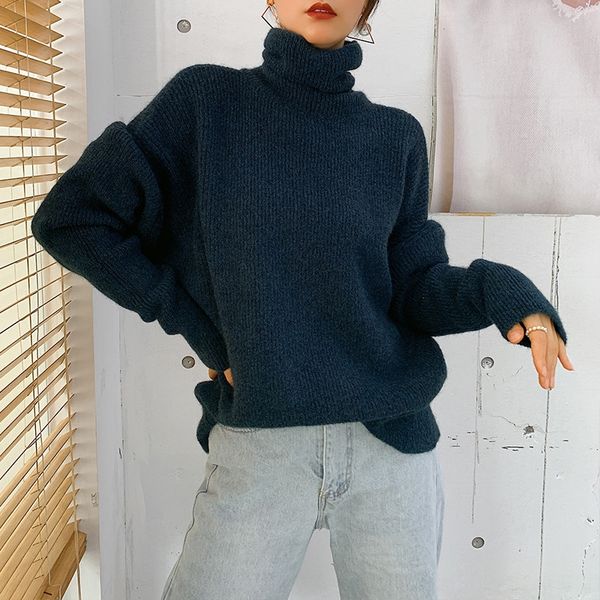 

дизайн high-end с длинным рукавом осенью и зимой новый пуловер потерять свитер пуловер высокого воротника свитер для женщин носить d1j0k, White;black