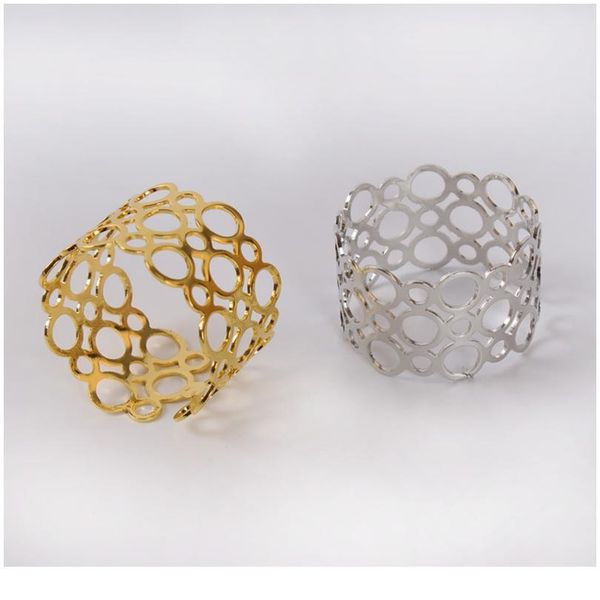 

6/10/50pcs/lot gold silver metal hollow carving round napkin ring for wedding party banquet event l re qylaso