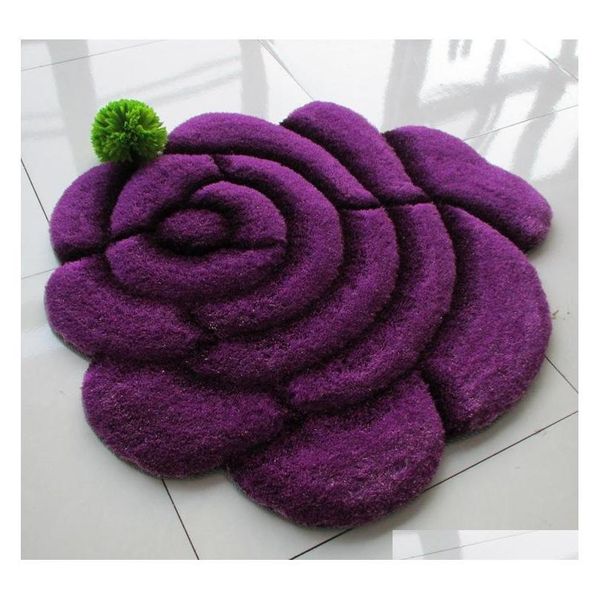 

3d printed solid flower shape bathroom carpet rugs 70*70cm door pad floor mat for decor wedding bedroom car qylpti lipper