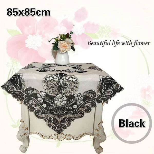 

table cloth black european luxury lace beaded pendant embroidery tablecloth furniture electrical dust cover tapete christmas wedding1