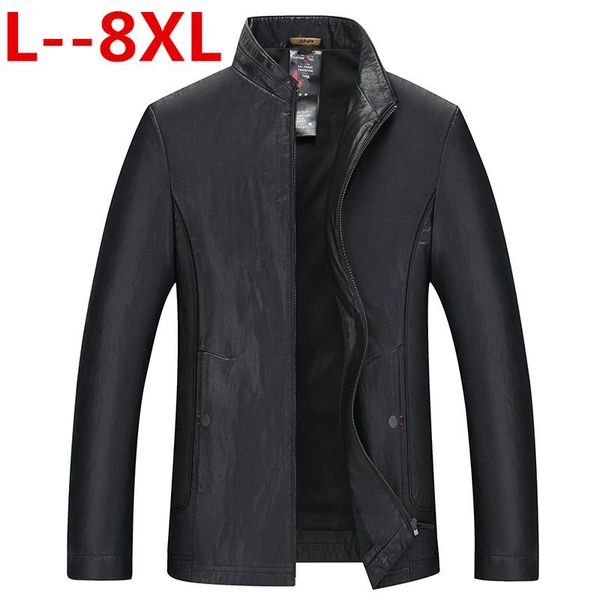 

design 8xl 6x men's jacket stand collar men casual motorcycle leather coat mens sheepskin jackets windbreaker coats, Black