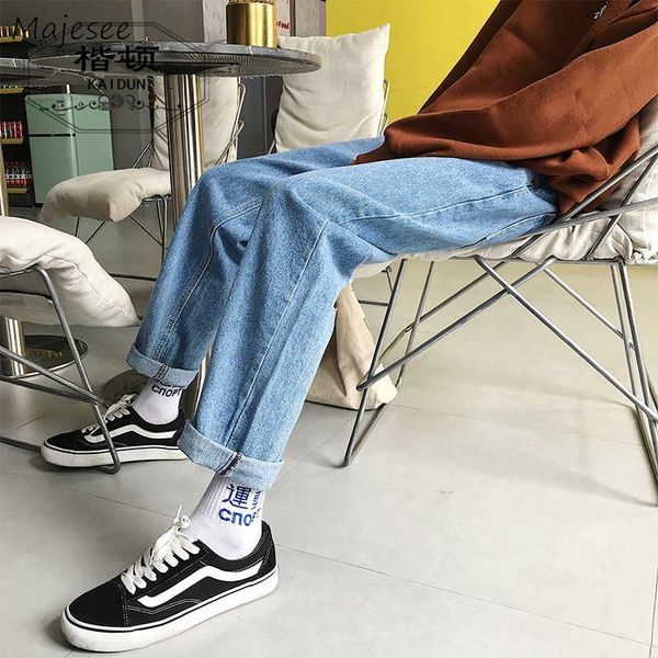 

men's jeans men straight vintage harem denim trousers loose all-match student streetwear spring autumn bottoms korean style chic, Blue