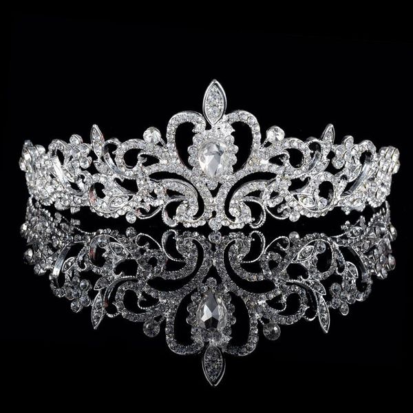 

fashion white crystal rhinestone crown tiara wedding hair accessories bridal head jewelry piece hair ornaments for girls diadeem, Golden;silver