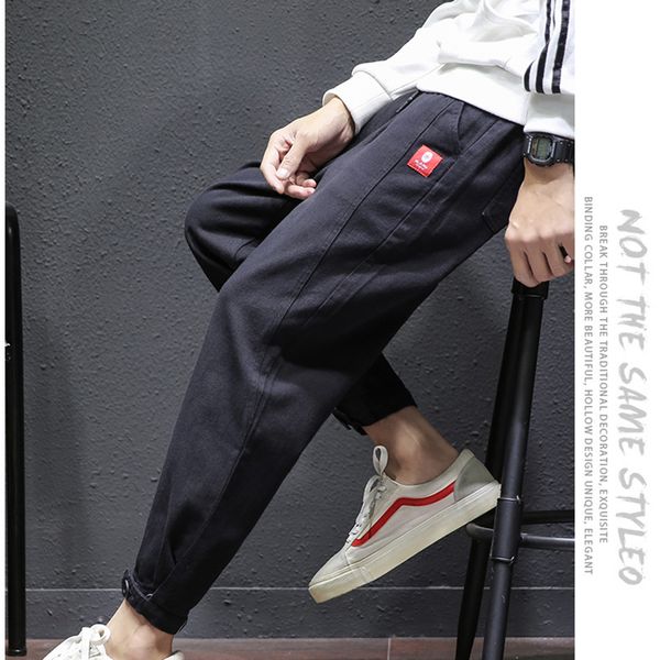 

men casual joggers pants solid thin cargo sweatpants male multi-pocket trousers new mens sportswear hip hop harem pencil pants 201109, Black