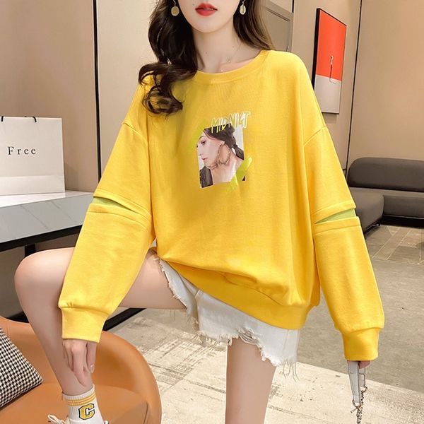 

z6iq5 2020 новый стиль женщин осень корейский моды 4 цвета top свитер свитер поддельные из двух частей верхней износа шеи свободный большой, Black